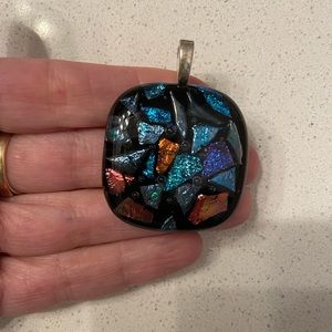 Beautiful multi-colored glass pendant